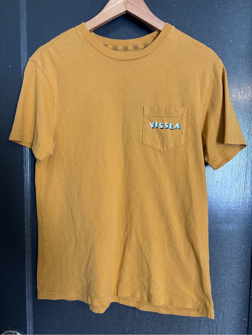 VISSLA Short-Sleeve Pocket Tee in Mustard Yellow